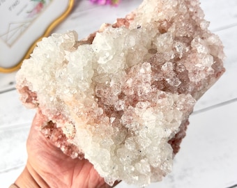 Pretty Pink Apophyllite Specimen from India | 1 LB, 13 oz Rare Apophyllite Cluster | Collector’s Gemstone | Home Decor Crystal