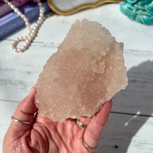 Rare Pink Sugar Druzy Apophyllite Crust from India | Pink Apophyllite Specimen | Collector’s Crystal | Home Decor Crystal