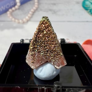 Rare Pyrite on Red Calcite Specimen from Hubei Province | Collector's Crystal | Free Specimen Box