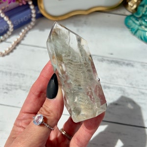 Stunning Blue Amphibole Quartz Tower from Brazil | Angel Phantom Quartz | Fibrous “Rabbit Hair” Inclusions | Rare Collector’s Crystal