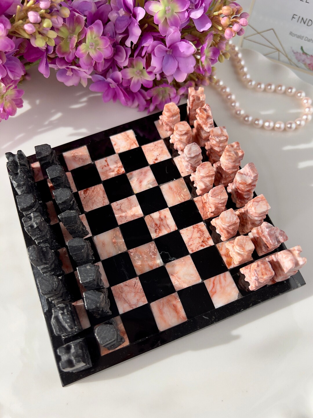 Marble Chess Set Marble Chess Pieces Hand Carved in Mexico Unique Gift ...