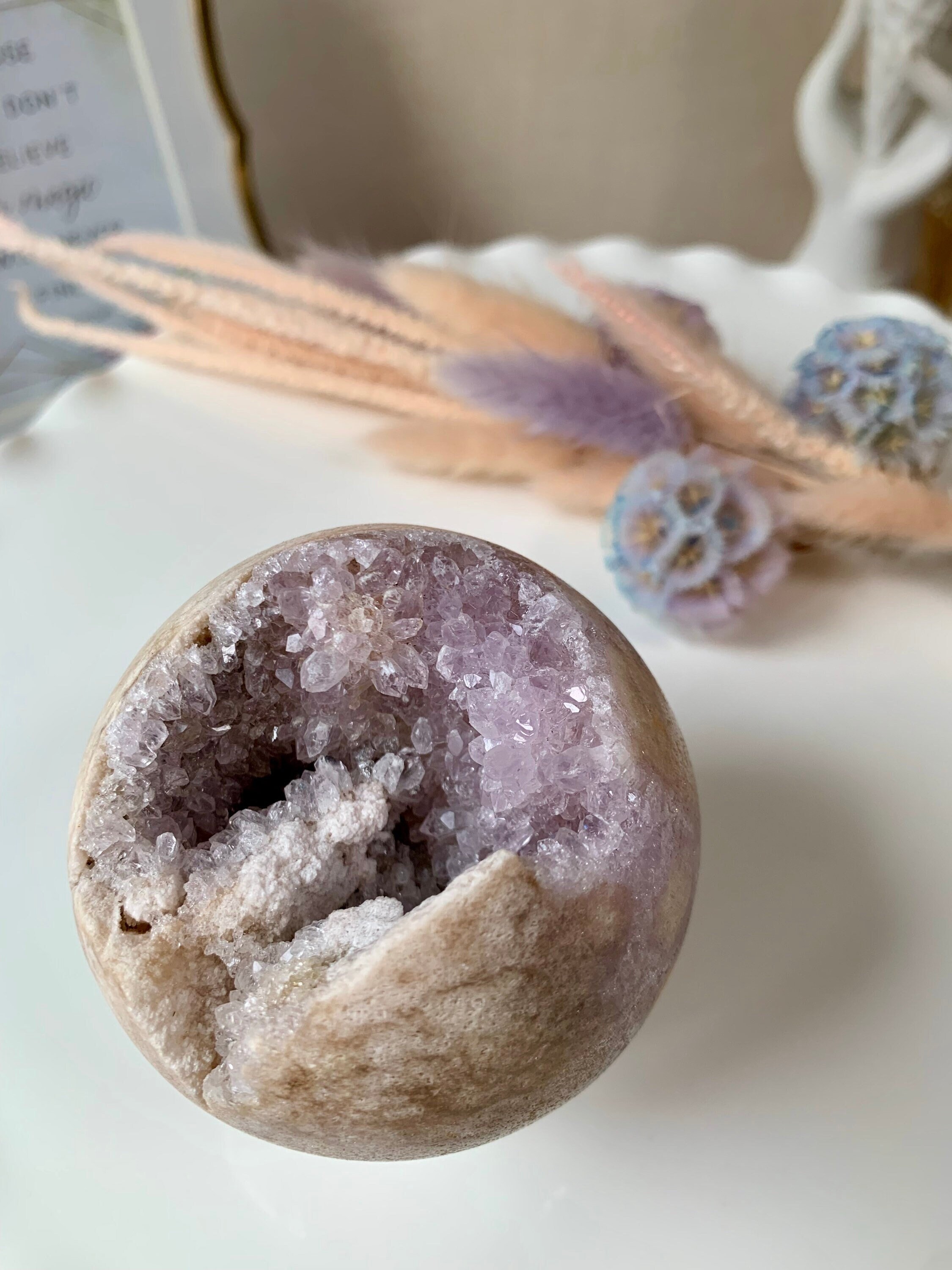 ブラジル産 13 オンス ピンク アメジスト スフィア | ホーム