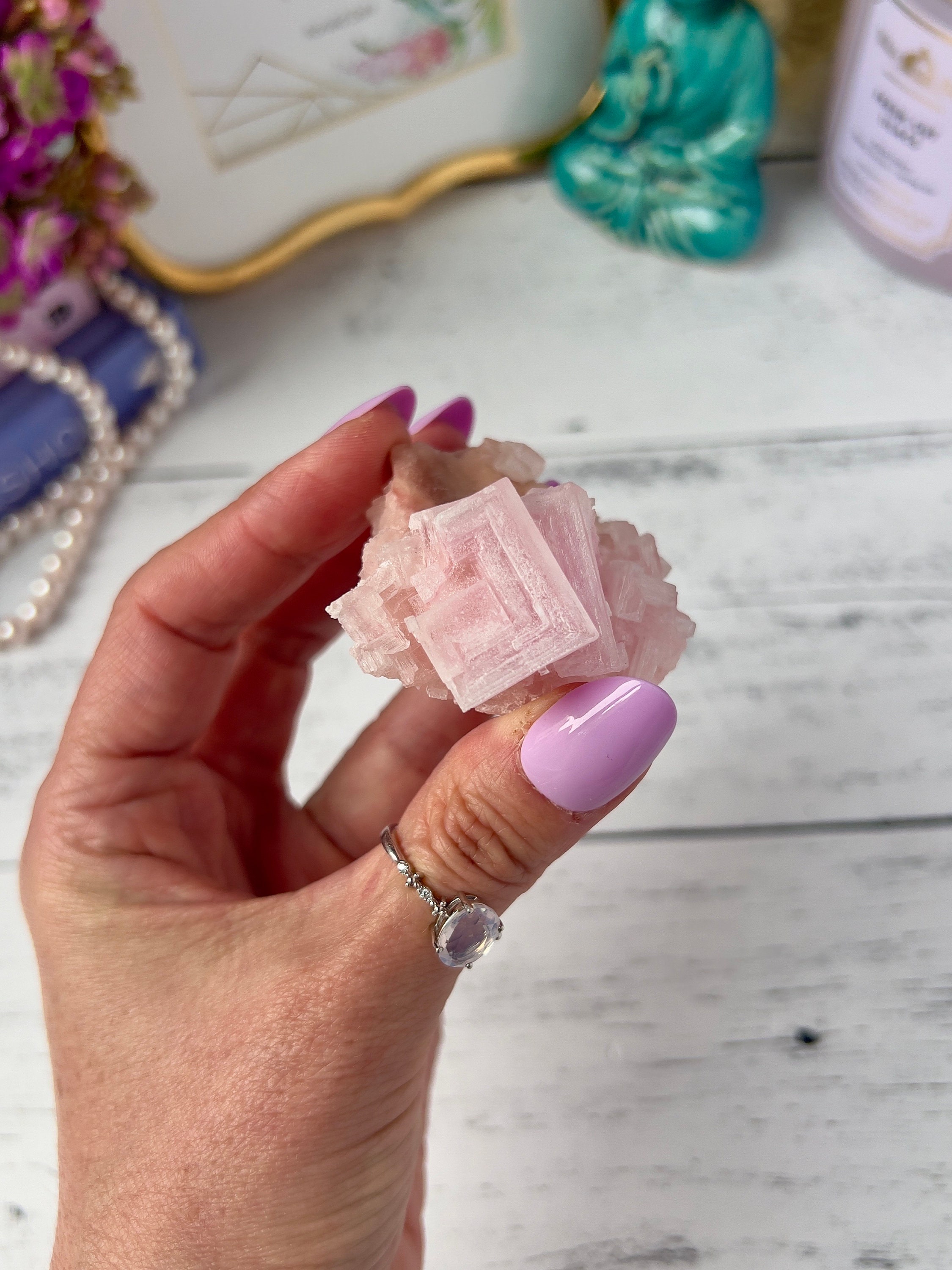 ピンク岩塩クラスター サールズ湖 カリフォルニア | 天然立方岩塩塩