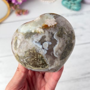 Gorgeous Flower Agate Hand Carved Crystal Heart from Madagascar | Polished Flower Agate Heart | Home decor crystal | Meditation Crystal