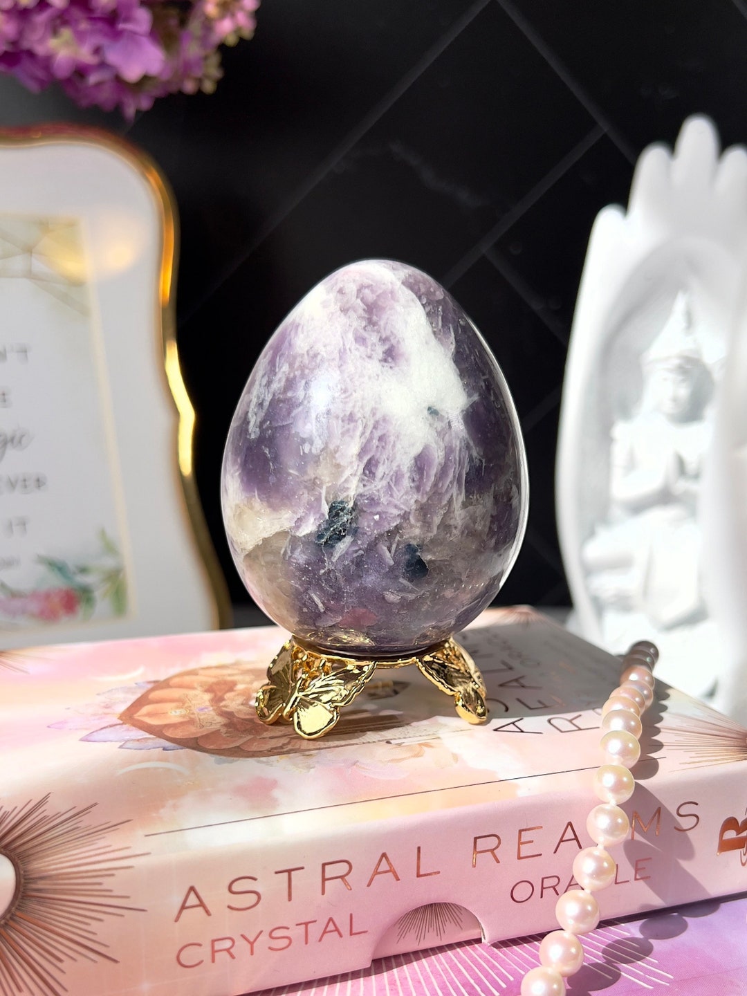 Unicorn Stone Crystal Egg Pegmatite Crystal Lepidolite Pink Tourmaline ...