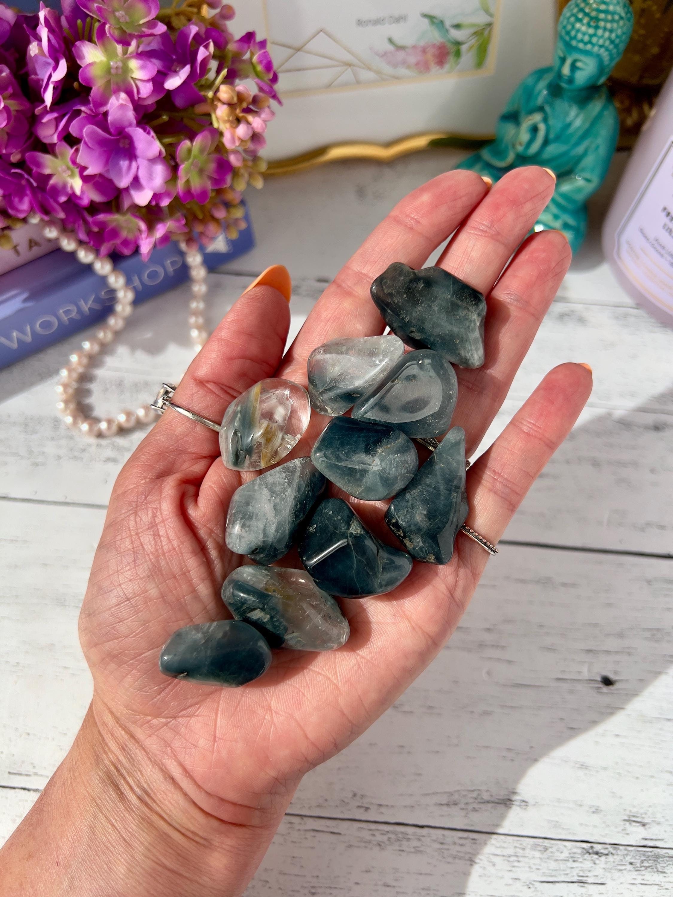 Blue Tara Quartz Medium Tumble | Rare Tourmaline Quartz Crystal