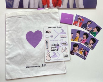 NEW BTS Samsung Galaxy Tote Bag Bundle With Stickers and Poster Exclusive