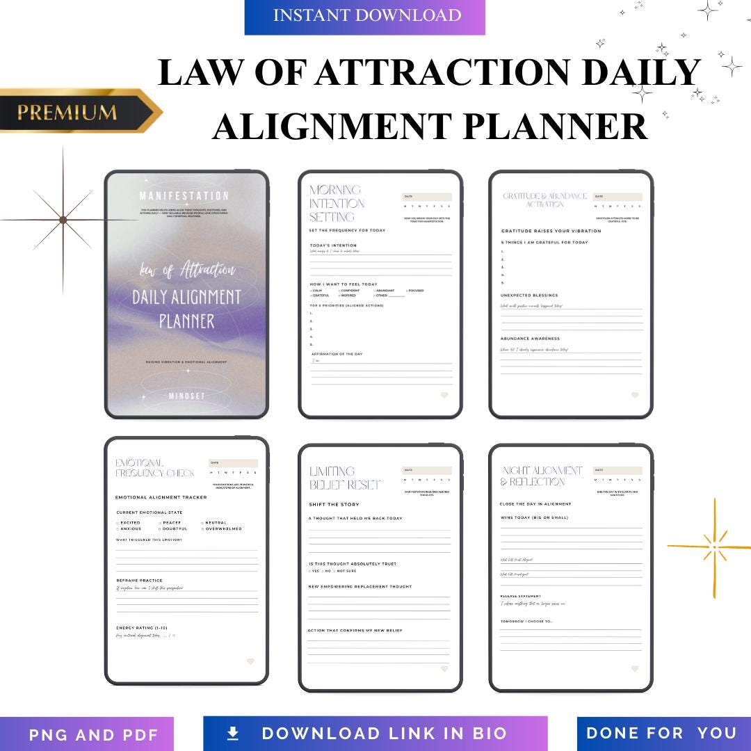 Law of Attraction Daily Alignment Planner | Manifesting Success Roadmap ...