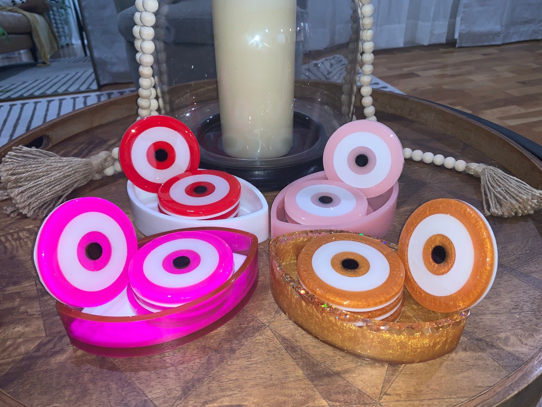 Customize Evil Eye Coaster Set 4 Coasters With Holder Many Colors ...