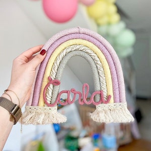 personalized macrame rainbow with name / children's room / handmade / individual / wall decoration / children's room decoration / June knot