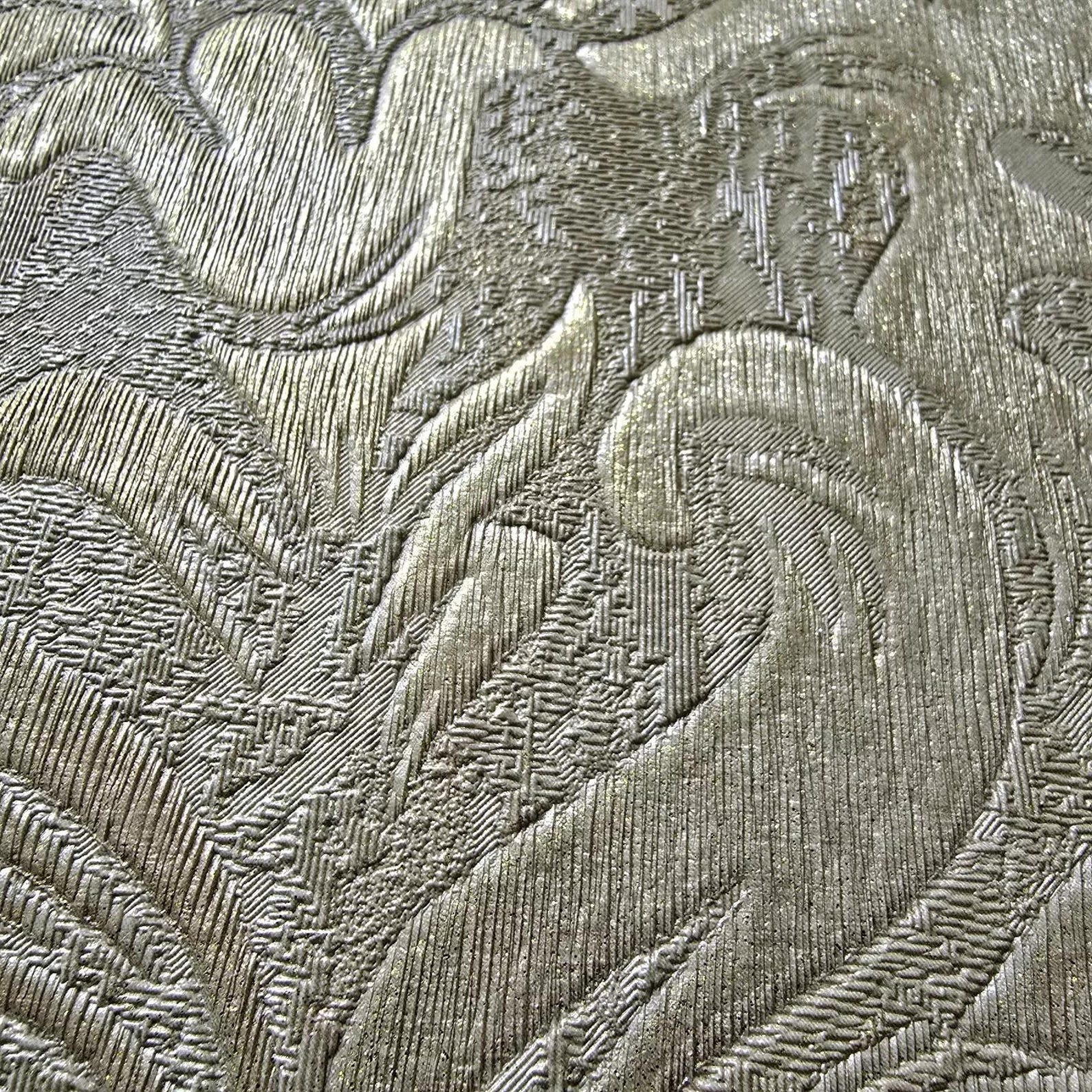 Taupe Tan Cream Gold Metallic Victorian Floral Damask Plaster Textured ...