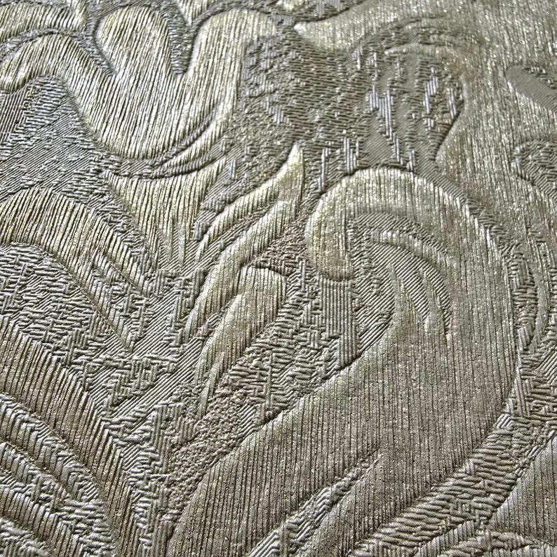 Taupe Tan Cream Gold Metallic Victorian Floral Damask Plaster Textured ...
