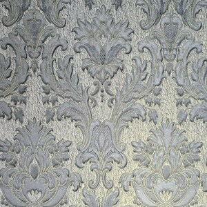 Gray Silver Gold Metallic Crashed Foil Textured Victorian Damask ...