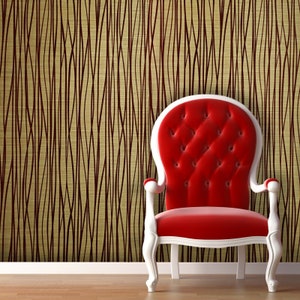 Carta da parati con trama floccata Flock linee di floccaggio metallizzato oro velluto rosso bordeaux immagine 2