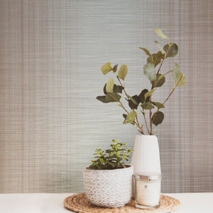 Striped Wallpaper Light Brown sand Textured faux sisal grasscloth lines plaid 3D
