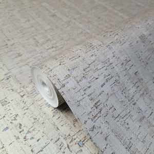 Vinyl Modern Faux Cork industrial bronze silver metallic textured wallpaper roll