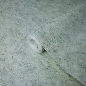 Wallpaper mint green gold metallic cracks Plain plaster Textured Wall coverings