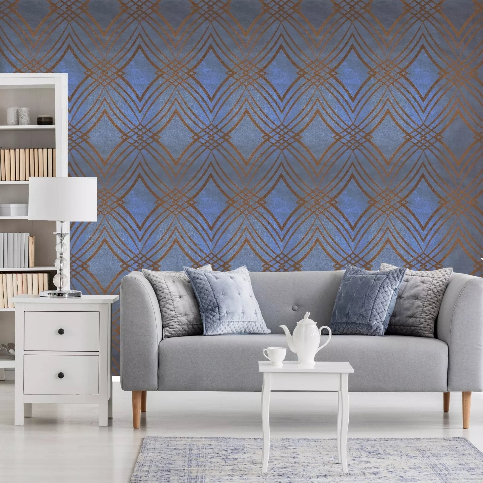 Ombre geometrisch diamant donkerblauw paars metallic behang - Etsy België, image size:1600x1600