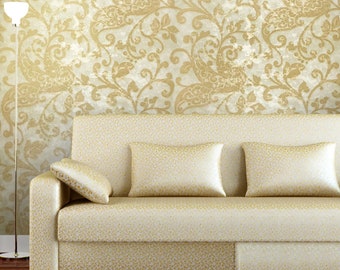 Wallpaper gold metallic textured wall rustic vintage damask wall coverings rolls