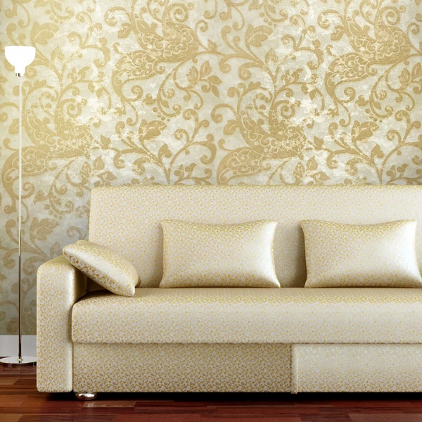 Wallpaper gold metallic textured wall rustic vintage damask wall coverings rolls