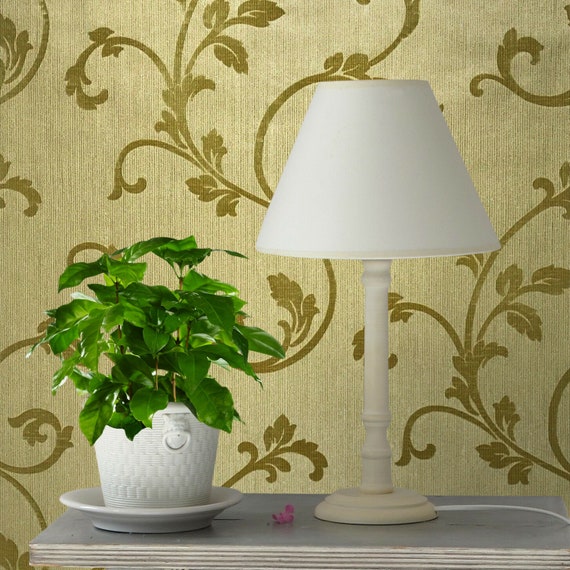 Flock Wallpaper Mustard Yellow Gold Velvet Textured Damask - Etsy