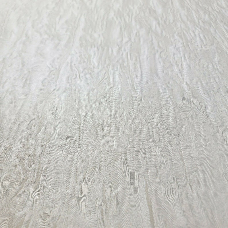 Contemporary Ivory off White Gold Metallic Crashed Faux Silk Fabric ...