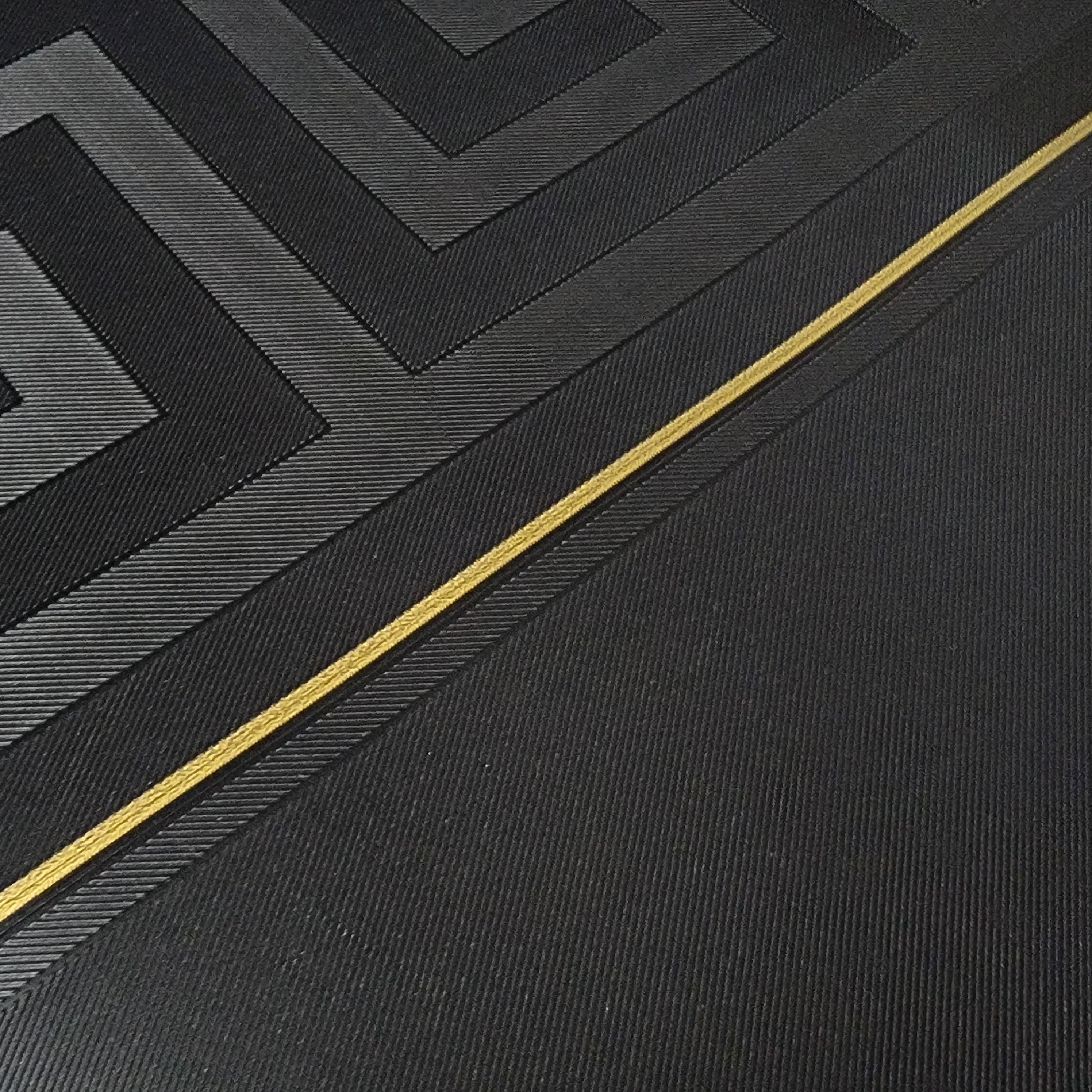 Greek Key Stripped Black Gold Metallic Textured Wallpaper 3D Illusion ...