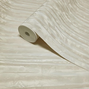 Modern shimmer golden ivory yellow faux silk pleated fabric textured Wallpaper