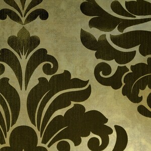 Wallpaper Flocking Brown Bronze Gold Metallic Flocked Victorian Velvet ...
