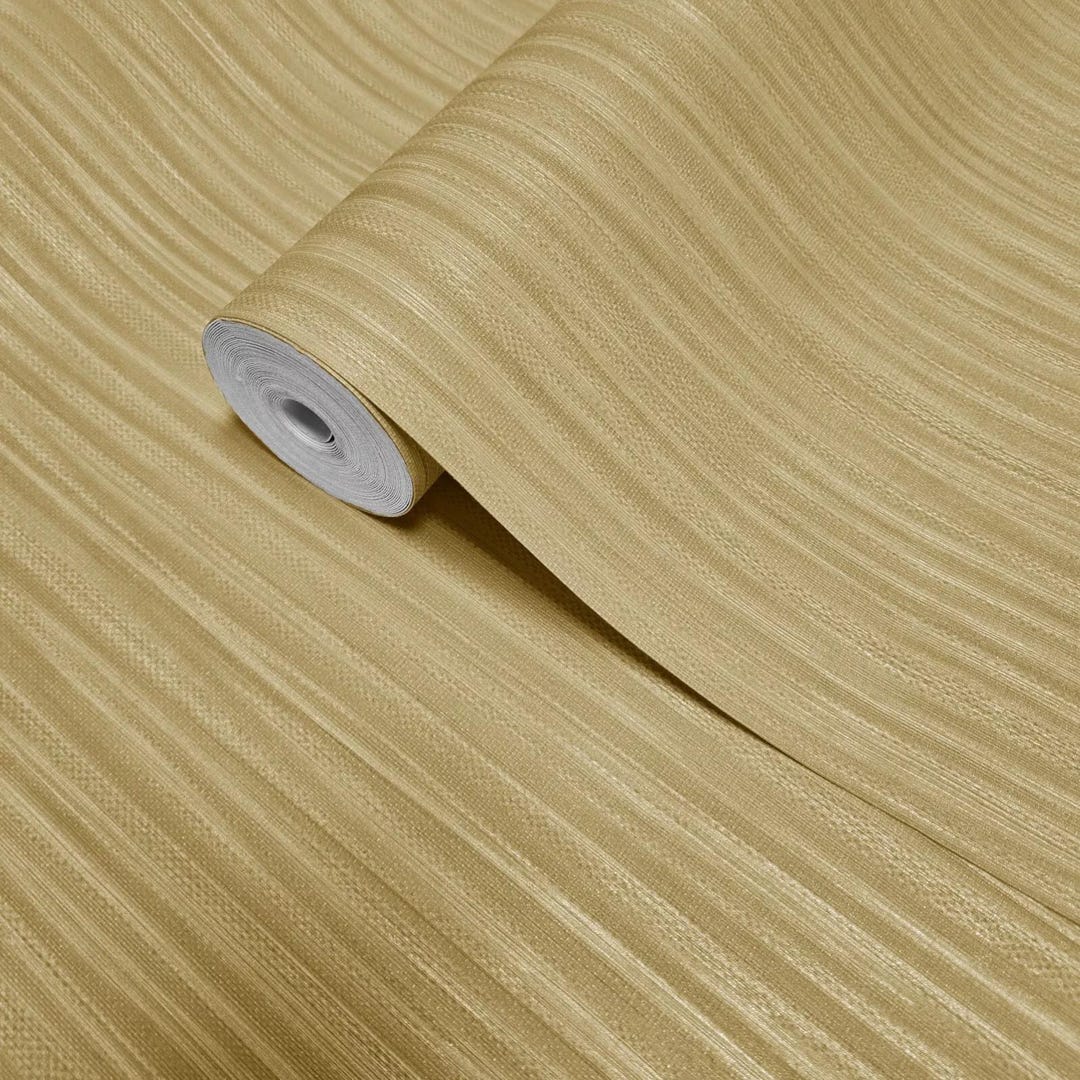 Yellow Beige Gold Metallic Textured Plain Vertical Lines Faux Fabric ...