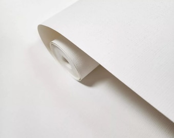 Plain matte white cream natural paperweave woven textured grasscloth wallpaper