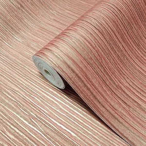 Modern Plain maroon red gold metallic faux fabric lines heavy textured wallpaper