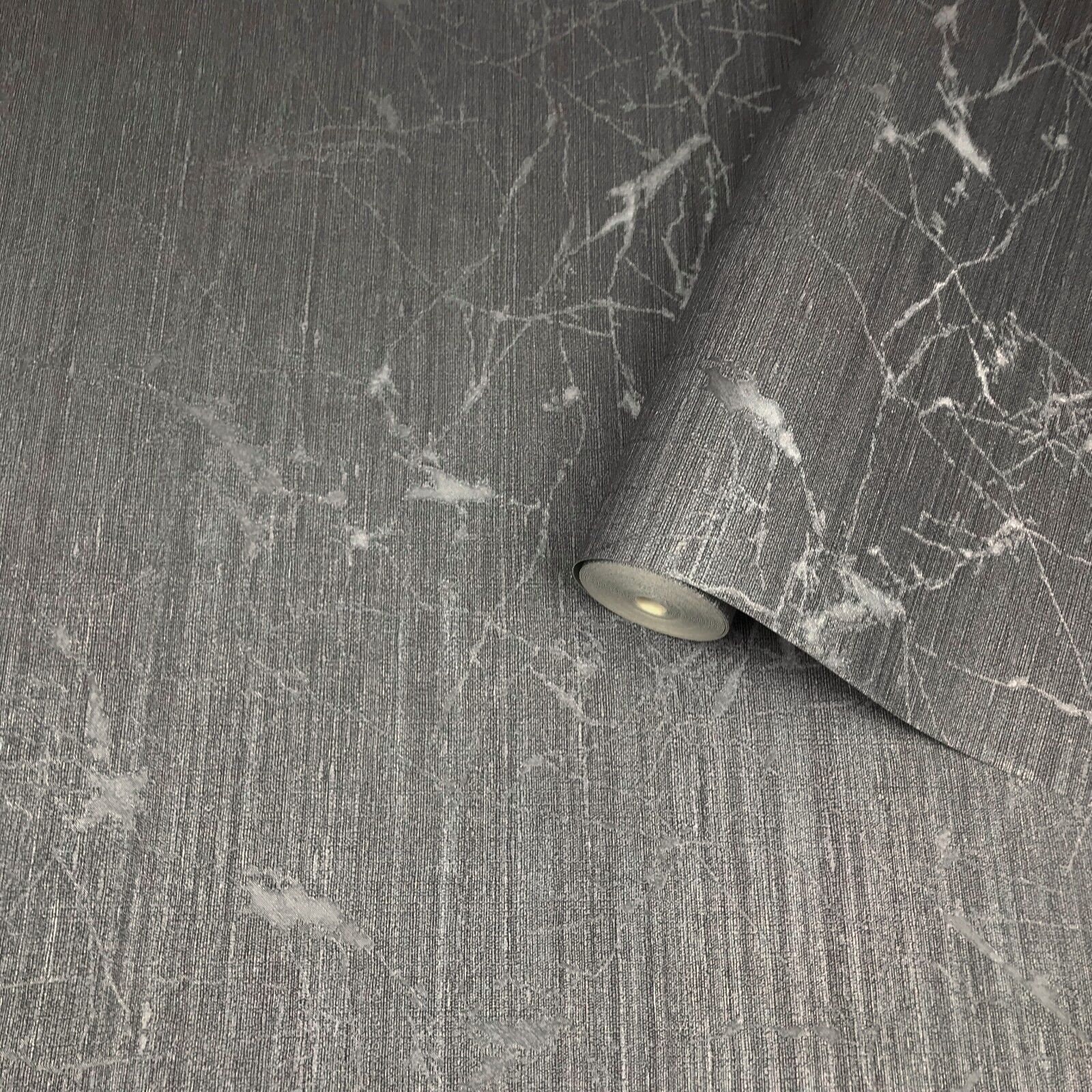 Wallpaper Charcoal Gray Metallic Textured Plain Faux Etsy