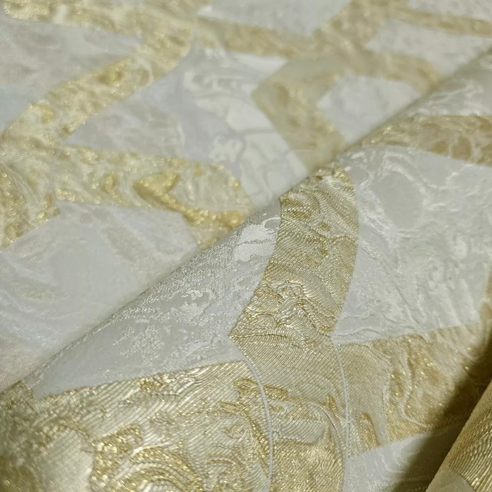 Ivory Gold Metallic Trellis Lines Faux Liquid Art Marble Textured ...