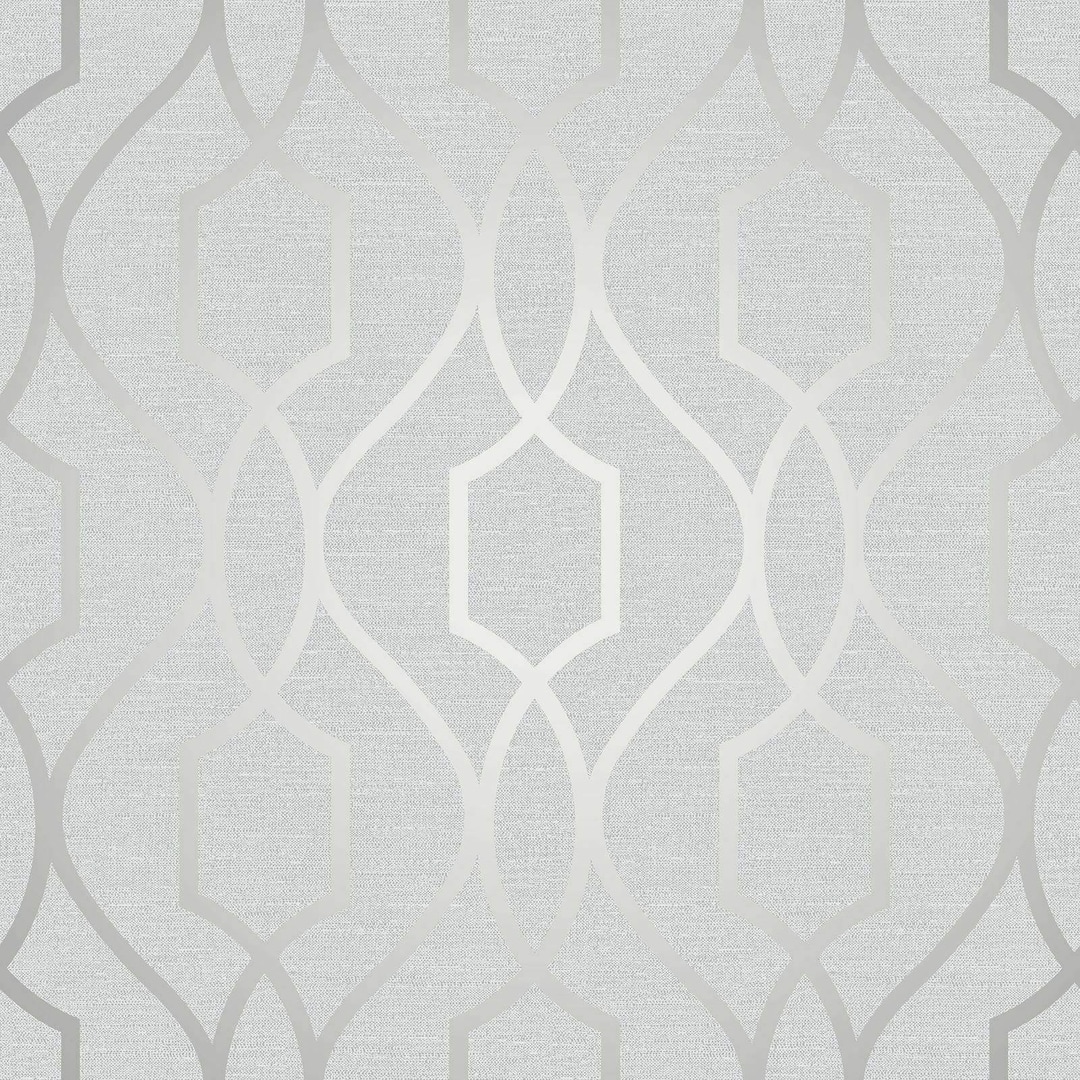 Wallpaper White Gray Silver Geometric Trellis Metallic 3D - Etsy