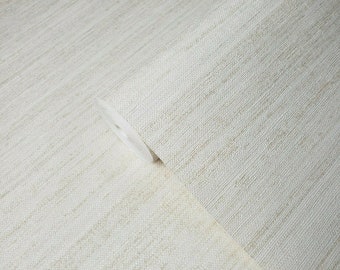 Modern Wallpaper roll textured stria lines beige Off white cream faux grasscloth