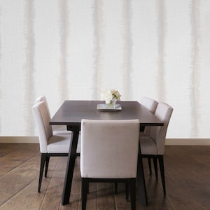 Neutral beige gold Striped woven faux fabric grass sack cloth textured wallpaper