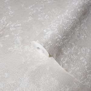 Modern Distressed plain ivory off white faux woven fabric textured Wallpaper 3D