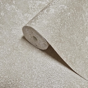 Taupe tan beige gold wallpaper heavy textured faux fish scale concrete plaster