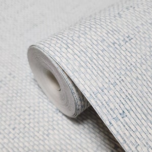Sea breeze kaya light Blue faux paperweave basketweave fabric textured wallpaper