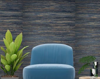 Dark navy blue natural Grasscloth textured Wallpaper modern wallcoverings roll