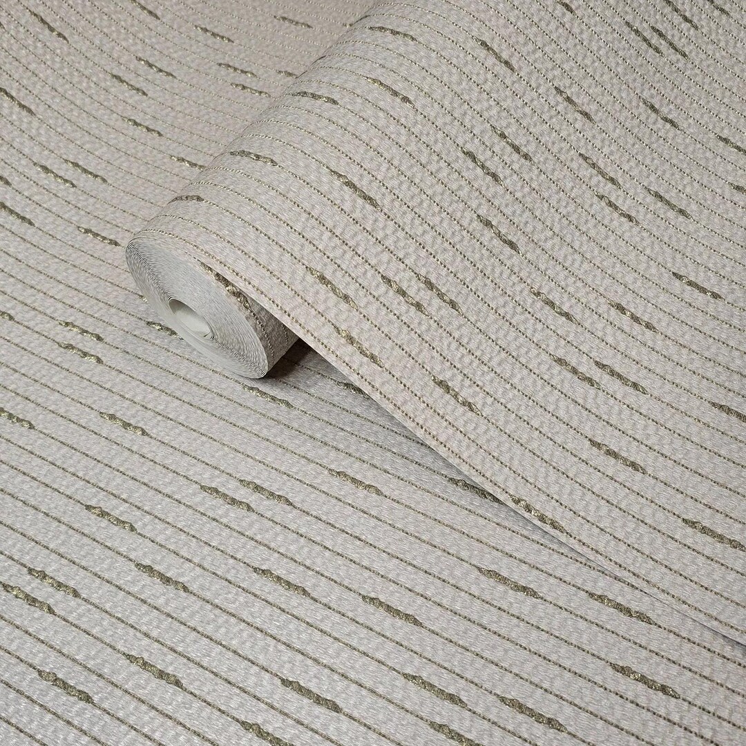 Modern Textured Tan Beige Gold Metallic Faux Fabric Vertical Lines ...