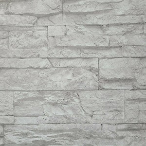 Wallpaper textured gray off white modern faux realistic stone 3D wallcoverings