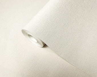 Plain wallcoverings Faux fabric Textured ivory bisque cream off white Wallpaper