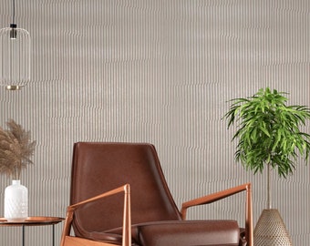 Beige Tan vertical shifted lines wavy abstract modern wallpaper wallcoverings 3D