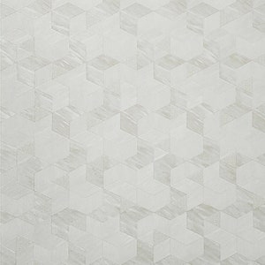 ivory off white cream faux cow skin textured geometric triangle square Wallpaper