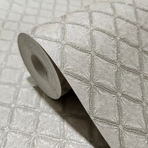 Embossed brass metallic faux fabric textured diamonds modern Wallpaper rolls 3D