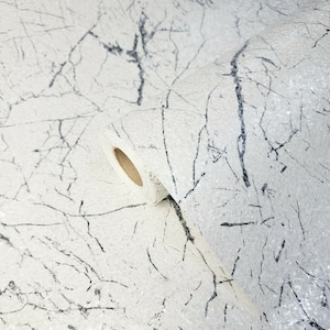 White black Natural Real Terra Mica Stone Wallpaper Plain Glitter marble effect