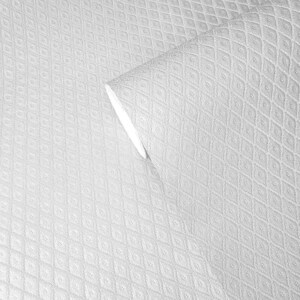 May include: White textured wallpaper with a diamond pattern.