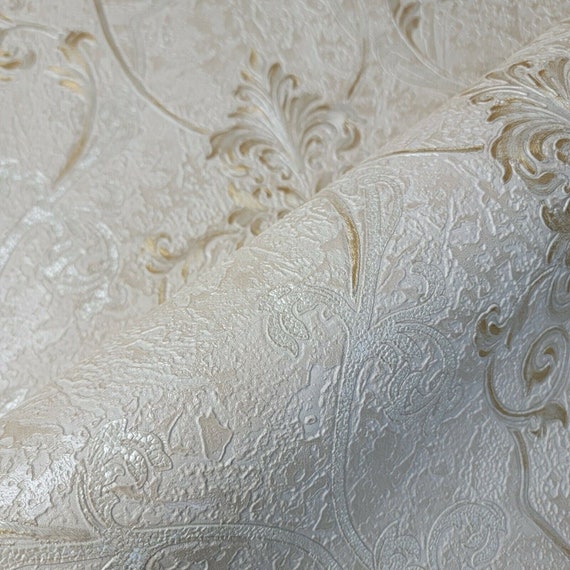Farben, Tapeten & Zubehör Wallpaper off white cream metallic ...